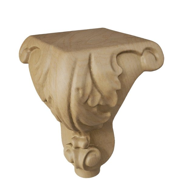 Designs Of Distinction 4.5" French Acanthus Corner Bun Foot - Hard Maple 01707710HM1